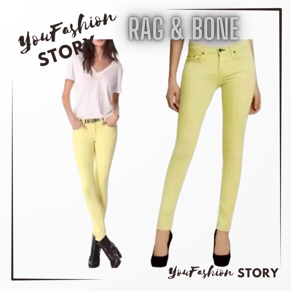 Rag & Bone Canary Yellow Capri Jeans For Intermix Size 29 Statement Bright NWT - Picture 1 of 10